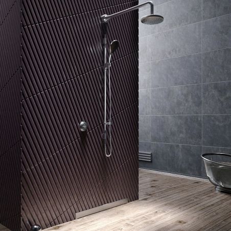 Rigola Dus montaj pe perete, sifon Viega, Crom, dimensiune 60 cm, latime 7.4 cm, otel inoxidabil
