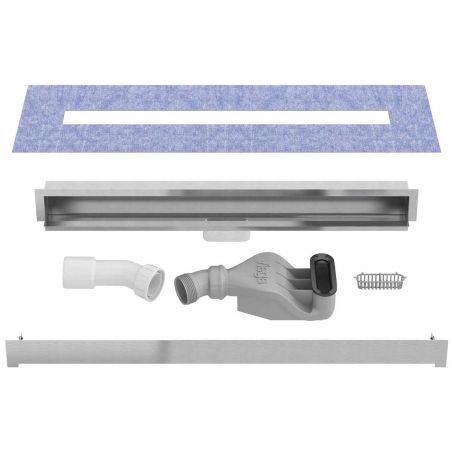 Rigola Dus montaj pe perete, sifon Viega, Crom, dimensiune 60 cm, latime 7.4 cm, otel inoxidabil