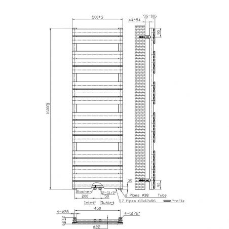 Calorifer EGO - Nadir, Crom, radiator Portprosop din otel,140-160-180 cm