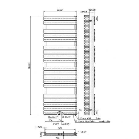 Calorifer EGO - Nadir, Crom, radiator Portprosop din otel,140-160-180 cm