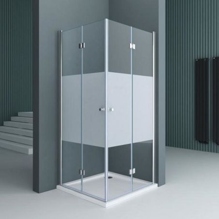 Cabina EGO-26, Usi Pliabile, sticla securizata 6mm, Sablata Partial, Dimensiuni la alegere