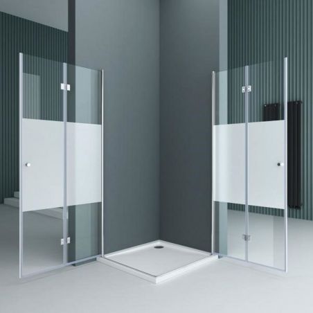 Cabina EGO-26, Usi Pliabile, sticla securizata 6mm, Sablata Partial, Dimensiuni la alegere
