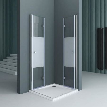 Cabina EGO-26, Usi Pliabile, sticla securizata 6mm, Sablata Partial, Dimensiuni la alegere