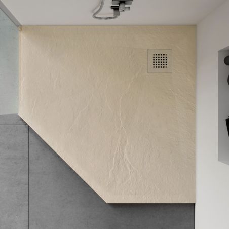 Cadita de dus pentagonala, compozit mineral, dimensiuni 90x90 cm, inaltime 2.5 cm, decupabila, Crem, Aurelio