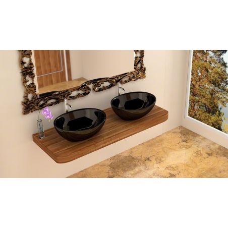 Lavoar EGO Sofia, Negru, lucios, 41x34.5 cm, montaj pe blat, ceramica sanitara