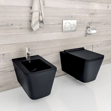 Vas WC EGO Alfonso Rimless, Negru mat, Power Colour, montaj suspendat, capac duroplast slim soft-close inclus
