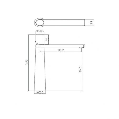 Baterie lavoar Pilar, Auriu Mat, inaltime 31.5 cm, montaj pe blat
