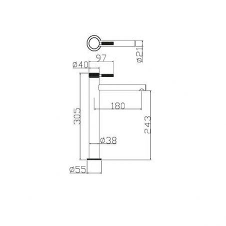 Baterie lavoar Tiona, Auriu Mat, inaltime 30.5 cm, montaj pe blat