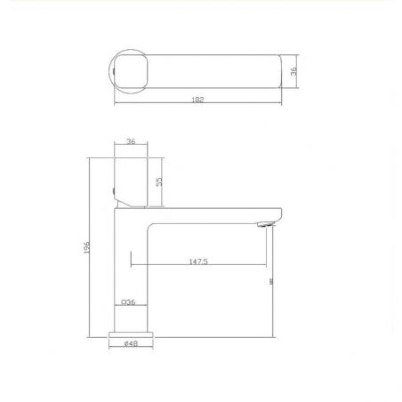 Baterie lavoar Alano, Auriu Mat, inaltime 19.6 cm, montaj pe lavoar