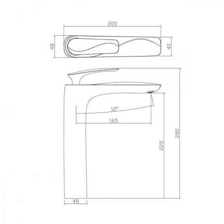 Baterie lavoar Brandi, Auriu Mat, inaltime 28 cm, montaj pe blat