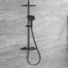 Sistem de dus si cada cu termostat, Delta, Negru mat si Rosu, dus tip ploaie, dus de mana, montaj pe perete