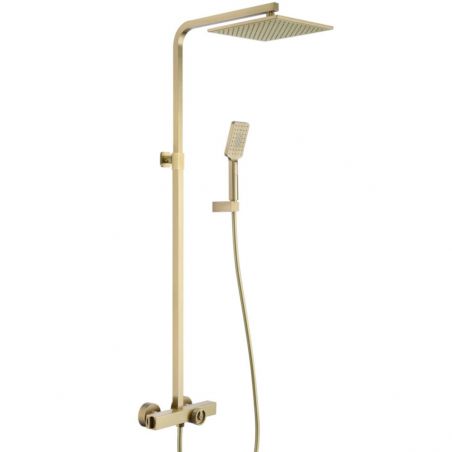 Sistem de dus si cada cu termostat, Dexter, Auriu  Periat, dus tip ploaie 25x25, dus de mana, montaj pe perete