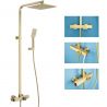 Sistem de dus si cada cu termostat, Dexter, Auriu  Periat, dus tip ploaie 25x25, dus de mana, montaj pe perete
