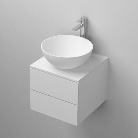 Lavoar Vanda, compozit mineral, montaj pe blat, Alb Mat, fara  gaura de baterie, diametru 40 cm