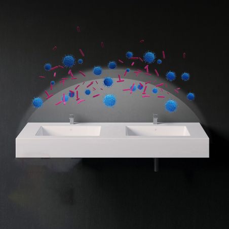 Lavoar dublu, compozit mineral, montaj pe blat sau suspendat, 2 gauri de baterie, 120x46 cm, Penelope