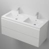 Lavoar dublu Zeta, compozit mineral, montaj semi-incastrat, cu 2 gauri de baterie, 120x50 cm Lavoar dublu Zeta, compozit mineral, montaj semi-incastrat, cu 2 gauri de baterie, 120x50 cm