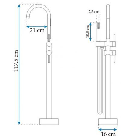 Bateria Cada Ortis, Free-standing, montaj pe podea, Negru Mat