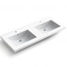 Lavoar dublu Zeta, compozit mineral, montaj semi-incastrat, cu 2 gauri de baterie, 120x50 cm Lavoar dublu Zeta, compozit mineral, montaj semi-incastrat, cu 2 gauri de baterie, 120x50 cm