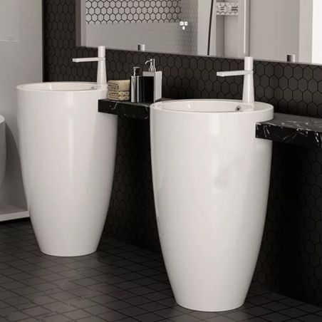 Lavoar stativ Marco, Alb, 50x50x82 cm, montaj pe podea, ceramica sanitara