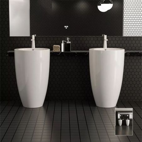 Lavoar stativ Marco, Alb, 50x50x82 cm, montaj pe podea, ceramica sanitara