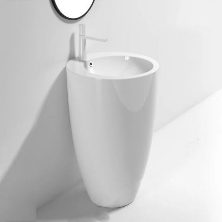 Lavoar stativ Marco, Alb, 50x50x82 cm, montaj pe podea, ceramica sanitara