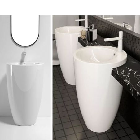 Lavoar stativ Marco, Alb, 50x50x82 cm, montaj pe podea, ceramica sanitara