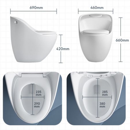 Vas WC New Santa Rimless, 69x46 cm, Rezervor Incorporat, Negru Mat, Power Colour, montaj podea, capac cu soft-close inclus