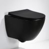 Vas Wc Ben, Negru Lucios, Rimless, 49x37 cm, montaj suspendat, capac Duroplast, ceramica sanitara