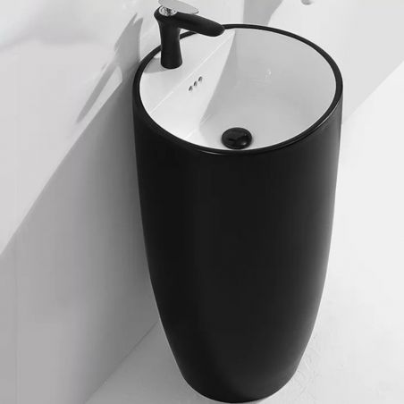 Lavoar stativ Fida, Negru exterior si Alb interior, 45x45x85 cm, montaj pe podea, ceramica sanitara