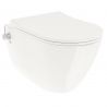 Vas wc cu functie de bideu, Taharet, baterie apa calda/rece, Alb, montaj suspendat, capac Soft-Close, 53x36 cm,  Angi
