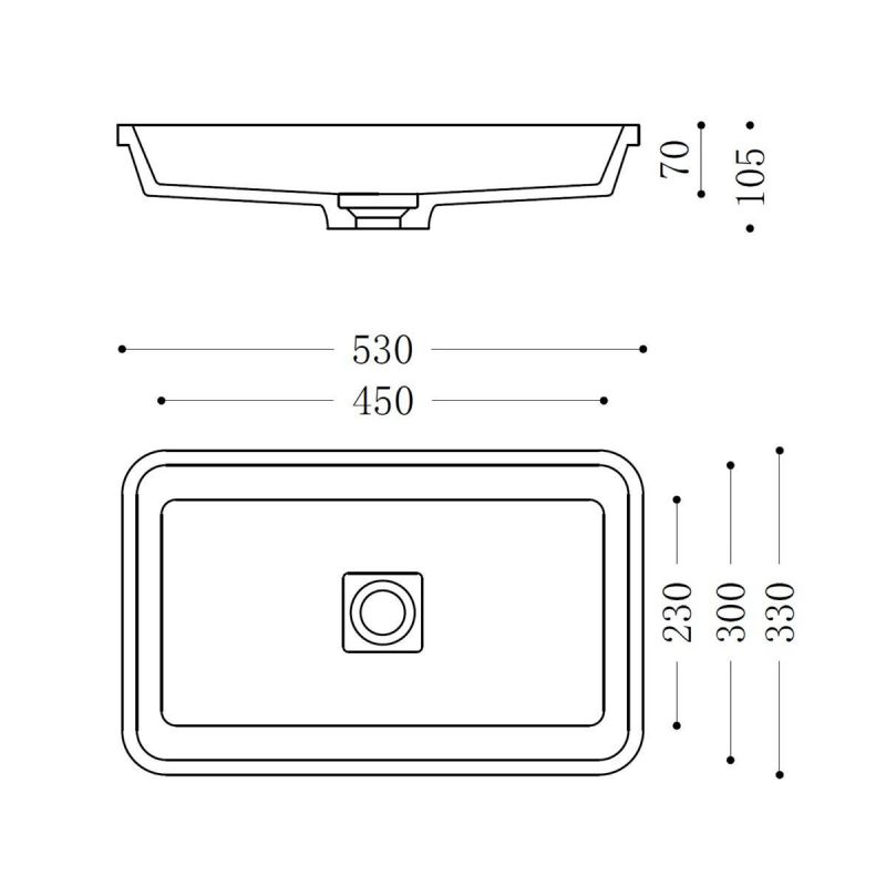 Lavoar EGO-104, compozit marmura, Alb Lucios, montaj pe blat , 53x33 cm
