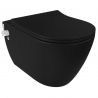Vas wc cu functie bideu, Taharet, baterie apa calda/rece, Negru Mat, montaj suspendat, capac Soft-Close, 56 x 36 cm,  Angi