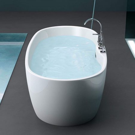 Cada de baie EGO 605, freestanding, 170 cm, baterie integrata cu finisaj crom, acril sanitar termoactiv, alb