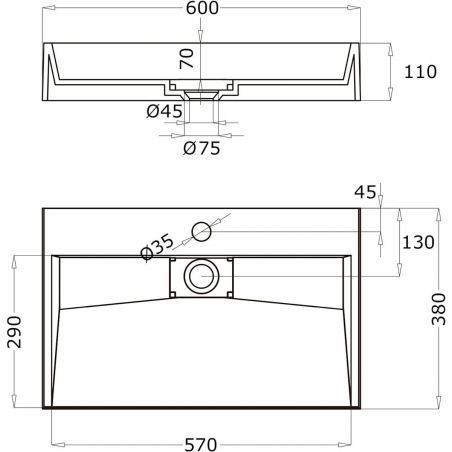 Lavoar EGO 19, Alb, lucios, compozit marmura, dimensiuni intre 50-100 cm, suspendat sau pe blat, cu o gaura baterie