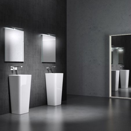 Lavoar stativ EGO 31, Alb, lucios, 40.5x35.5x82 cm, montaj podea, compozit marmura