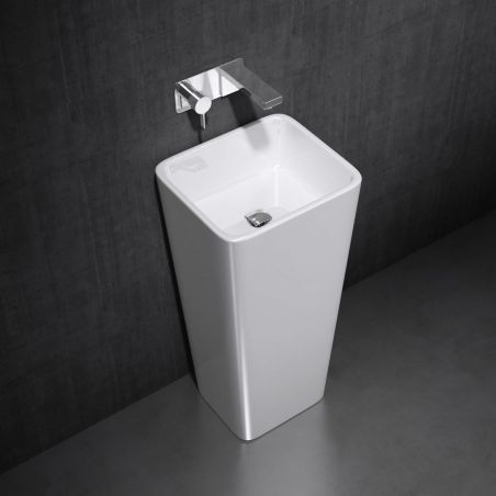 Lavoar stativ EGO 31, Alb, lucios, 40.5x35.5x82 cm, montaj podea, compozit marmura
