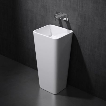 Lavoar stativ EGO 31, Alb, lucios, 40.5x35.5x82 cm, montaj podea, compozit marmura