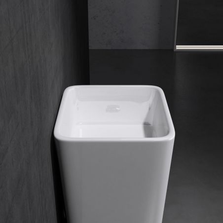 Lavoar stativ EGO 31, Alb, lucios, 40.5x35.5x82 cm, montaj podea, compozit marmura