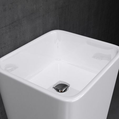 Lavoar stativ EGO 31, Alb, lucios, 40.5x35.5x82 cm, montaj podea, compozit marmura
