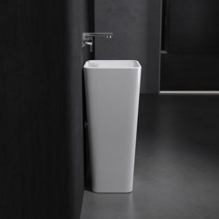 Lavoar stativ EGO 31, Alb, lucios, 40.5x35.5x82 cm, montaj podea, compozit marmura