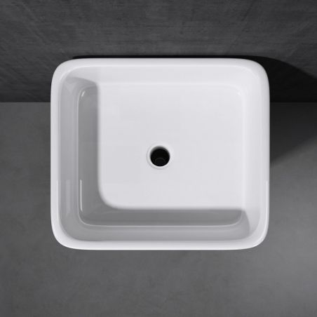Lavoar stativ EGO 31, Alb, lucios, 40.5x35.5x82 cm, montaj podea, compozit marmura