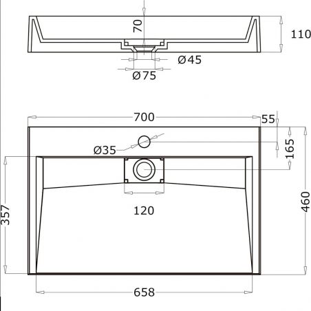 Lavoar EGO 19, Alb, mat, dimensiuni intre 60-90 cm, compozit marmura, montaj suspendat sau pe blat, cu o gaura de baterie