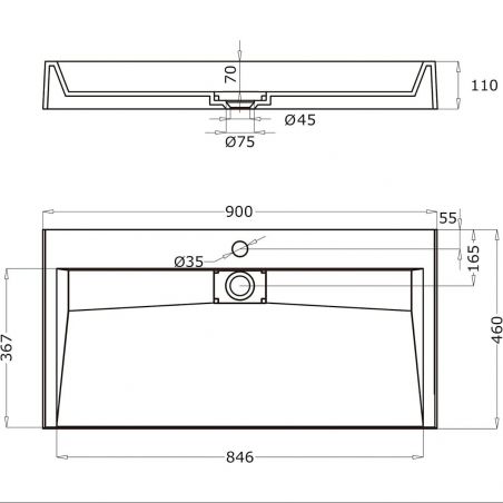 Lavoar EGO 19, Alb, mat, dimensiuni intre 60-90 cm, compozit marmura, montaj suspendat sau pe blat, cu o gaura de baterie