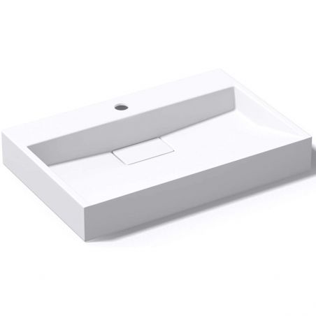 Lavoar EGO 19, Alb, mat, dimensiuni intre 60-90 cm, compozit marmura, montaj suspendat sau pe blat, cu o gaura de baterie