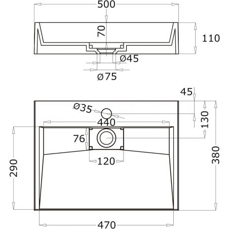 Lavoar EGO 19, Antracit mat, dimensiuni intre 50-100 cm, compozit marmura, montaj suspendat sau pe blat, cu o gaura de baterie