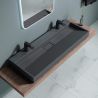 Lavoar Dublu EGO 19, Antracit, mat, 120 cm, compozit marmura, montaj suspendat sau pe blat, cu doua gauri de baterie