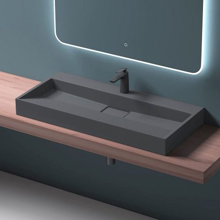 Lavoar EGO 19, Antracit mat, dimensiuni intre 50-100 cm, compozit marmura, montaj suspendat sau pe blat, cu o gaura de baterie