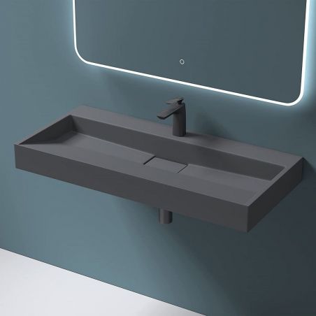 Lavoar EGO 19, Antracit mat, dimensiuni intre 50-100 cm, compozit marmura, montaj suspendat sau pe blat, cu o gaura de baterie
