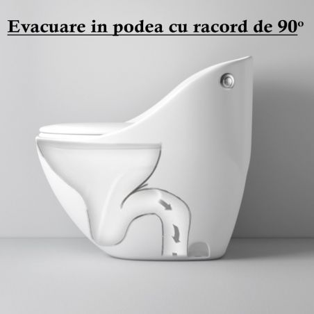 Vas WC New Santa Rimless, 69x46 cm, Rezervor Incorporat, Negru Mat, Power Colour, montaj podea, capac cu soft-close inclus