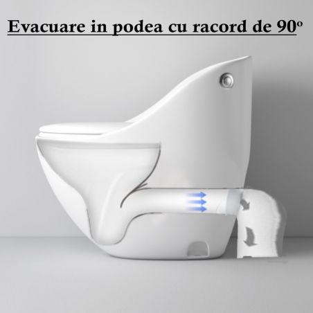 Vas WC Santa Rimless, 69x46 cm, rezervor incorporat, Alb, montaj podea, capac cu soft-close inclus, Royalty Line by Ego